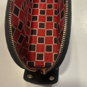 Jo Malone Black Cosmetic Pouch with Red and Brown Geometric Lining